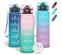 Grsta Borraccia Senza Perdite, Borraccia Palestra 1 litro, Borracce Motivazionale con Indicatore del Tempo, Facile da Trasportare, Bottiglia Graduata per Ufficio, Bicicletta, Campeggio