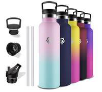 Grsta Borraccia Termica 1 litro, Senza BPA, Acciaio Inox, Con filtro e Cannuccia, Borraccia Sportiva, Senza Perdite, Borracce per Campeggio, Viaggio, Fitness, Yoga, Escursionismo