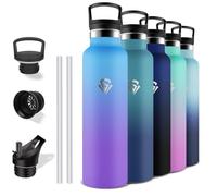 Grsta Borraccia Termica 1 litro, Senza BPA, Borraccia Acciaio Inox, Con filtro e Cannuccia, Borraccia Metallo, Mantiene Caldo per 12 Ore/Freddo 24 Ore, Borracce per Fitness, Sportivo, Corsa