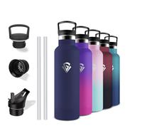 Grsta Borraccia Termica 500 ml, Senza BPA, con Cannuccia, Senza Perdite, Borraccia Acciaio Inox, Acciaio Inossidabile 18/8, per Bambina Scuole, Campeggio, Uffici, Caffè