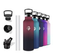 Grsta Borraccia Termica 500 ml, Senza BPA, con Cannuccia, Senza Perdite, Borraccia Bambina, Acciaio Inossidabile 18/8, per Scuole, Campeggio, Uffici, Caffè