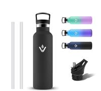 Grsta Borraccia Termica 500ml, Borracce Termiche Senza BPA, Borracce con Cannuccia, Riutilizzabile Borraccia Bambini Acciaio Inox, Senza Perdite Bottiglia Termica per Campeggio, Viaggio, Scuola