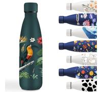 Grsta Borraccia Termica, 500ml Borraccia Bambini, Borracce Termiche, Bottiglie Termiche Senza Perdite, Bottiglia Bambini Acciaio, Termos per Scuola, Uffici, Campeggio, Ciclismo, Verde Scuro- Uccello