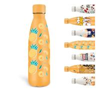 Grsta Borraccia Termica, 500ml Borraccia Bambini, Borraccia Personalizzata con Motivo Frutta, Borraccia Inox Senza Perdite, Isolato Sottovuoto, Borracce per Scuola, Uffici, Sport, Viaggio, Giallo