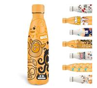 Grsta Borraccia Termica, 500ml Borraccia Bambini, Borraccia Personalizzata Senza BPA, Borraccia Metallo Senza Perdite, Isolato Sottovuoto, Borracce per Scuola, Uffici, Sport, Viaggio, Giallo
