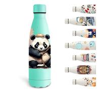 Grsta Borraccia Termica, 500ml Borraccia Bambini, Borraccia Personalizzata Senza BPA, Borraccia Palestra Senza Perdite, Isolato Sottovuoto, per Scuola, Uffici, Campeggio, Ciclismo, Verde - Panda