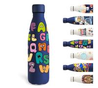 Grsta Borraccia Termica 500ml, Personalizzata con Lettere, Metallo Senza Perdite, Senza BPA, Isolato Sottovuoto, per Bambini, Scuola, Uffici, Campeggio - Blu Navy