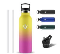 Grsta Borraccia Termica 750ml, Riutilizzabile Borraccia Acciaio Inox, Bottiglia Termica Senza Perdite, Borracce Termiche Senza BPA, Borracce Palestra con Cannuccia per Fitness, Ufficio, Ciclismo