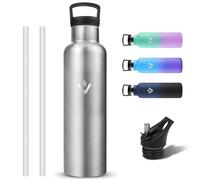 Grsta Borraccia Termica, Borraccia 1 litro a Prova di Perdite, Riutilizzabile Bottiglia Termica, Borracce Termiche con Cannuccia, Borracce Palestra Acciaio Inox Senza BPA per Fitness, Palestra, Sport