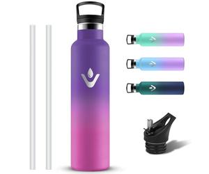 Grsta Borraccia Termica, Borraccia 1 litro a Prova di Perdite, Senza BPA Bottiglia Termica, Riutilizzabile Borracce Termiche con Cannuccia, Borraccie Acciaio Inox per Ciclismo, Sport, Yoga