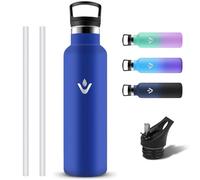 Grsta Borraccia Termica, Borraccia 1 litro, Borracce Palestra Acciaio Inox con Cannuccia, Riutilizzabile Borracce Termiche a Prova di Perdite, Bottiglia Termica Senza BPA per Scuola, Fitness, Sport
