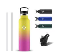 Grsta Borraccia Termica, Senza Perdite Borraccia 500ml, Senza BPA Bottiglia Termica, Riutilizzabile Borracce Acciaio Inox, Borracce Termiche con Cannuccia per Ufficio, Ciclismo, Corsa