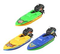 Grtheenumb Barca giocattolo|Barca giocattolo, vasca da bagno galleggiante in plastica per motoscafo a carica da 3 pezzi per vasca da bagno Giochi d'acqua, da a carica sicura e divertente per bambini