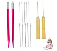 Grtheenumb Doll Hair Rerooting Tool, Knitting Needles with Holders & Wood Awls, Doll Parts for DIYRerooting Tool for Hair