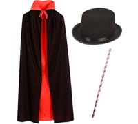 Grtheenumb Magician Costume Kids, Magician Costume con bacchetta da cappello da mantello, indossabile a doppia faccia per il talent show di Halloween Party