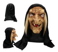 Grtheenumb Maschera di Halloween, maschera strega realistica realistica a testa piena di lattice vecchia spaventosa per adulti festeggiare la decorazione