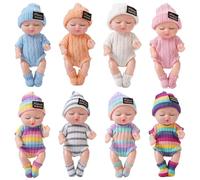 Grtheenumb Mini Bambole 4 Pezzi Bamboline Realistiche Addormentate da 4 Pollici con Vestiti su Bambolina con Giunto Mobile in Colori, Regali per Ragazze, Vestiti in Tinta Unita |.Poco