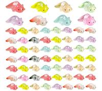 Grtheenumb Mini Resin Axolotl, 64PCS Glow in the Dark Tiny Axolotl Figures, 1.2x0.6 Small Resin Animals for DIY Craft Garden Landscape Dollhouse Potted Plants Decor, Random ColorMini