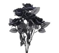 Grtheenumb Rose Nere Fiori Artificiali, 5 Pezzi Black Rose Bouquet Fiori Artificiali Fago Fiore di Seta per Il Matrimonio per la casa Decorazione Festa della Festa della Mamma