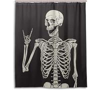 Grtheenumb Tenda per doccia di Halloween, Scheletro Rock and Roll Skeleton Bone Love Music Docho Dochoin Polyester per Halloween Home