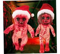 Grtheenumb Viventi bambole morte, 2 pc bambola inquietante sanguinante morta ragazza e ragazzo Halloween bambola infestata per la casa infestata