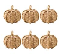 Grtheenumb Zucche Artificiali, Zucca Rattan 6pcs Rustica 3, 9 Pollici di Zucca in Tessuto Artificiale con Foro sospeso Mini Decorativo Fai -da -Te per Il Ringraziamento, Halloween