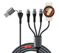 Grtoeud 100W Multi cavo di ricarica per Galaxy Watch/2 USB C/Lightning, 3 m | Caricatore wireless magnetico per Samsung Galaxy Watch, cavo di ricarica multi 4 in 2, cavo USB veloce per telefono/tablet