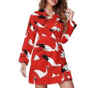 Gru dalla corona rossa giapponese Camicia da notte da donna a manic
