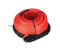 Gru e ascensori Corda sintetica per verricello da 10 mm x 26 m, cavo 22500 libbre con custodia protettiva, cinghia di sicurezza fuoristrada 4x4, SUV, camion Paranco a catena(Red)