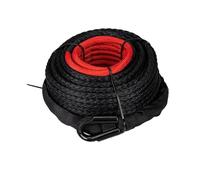 Gru e ascensori Corda sintetica per verricello da 10 mm x 26 m, cavo 22500 libbre con custodia protettiva, cinghia di sicurezza fuoristrada 4x4, SUV, camion Paranco a catena(Black)