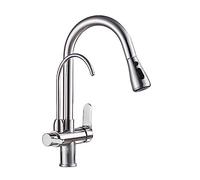 Gru filtrata per cucina estrazione spray 360 Acqua di rotazione Filtro Tocca Tre modi Mistina per lavello Rubina per cucina Easy Installazione (Nickle Spazzote) LWX