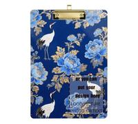 Gru giapponese a fiori blu personalizza la cartella degli appunti in acrilico carino per gli allenatori di baseball di pallavolo Dimensioni 9 x 12