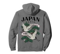 Gru Giapponese Giapponese Zen Pine Tree Kanji Back Art Felpa con Cappuccio