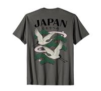 Gru Giapponese Giapponese Zen Pine Tree Kanji Back Art Maglietta