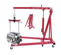 Gru idraulica pieghevole fino a 2000 kg, gru a motore con 6 ruote e pompa idraulica - Incl. sollevatore motore, regolazione a 4 livelli (0,5 - 2 t) per officina, magazzino e riparazione auto