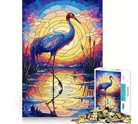 Gru in vetro colorato al tramonto - Puzzle da 1000 pezzi per adolescenti - Gioco per allenare la mente - Evasione rilassante - Arte da assemblare - Regalo premuroso 50x75cm