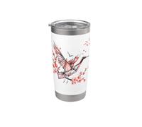 Gru origami giapponese con corona rossa T per gru giapponese Bicchiere termico in acciaio inox doppia parete