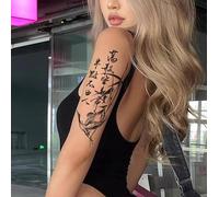 Gru Paesaggio Poesia Erbe Tatuaggi Temporanei Adesivi Tatuaggio Finto Semipermanente Durata 2 Settimane Scuro Stile Cinese Mezzo Braccio Impermeabile Uomini E Donnetatuaggio Temporaneo Tatuaggi