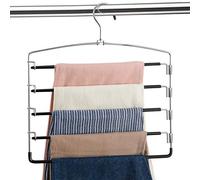 Grucce antiscivolo per pantaloni, confezione da 3 pezzi, salvaspazio, multistrato, in acciaio inox, per armadio, organizer per pantaloni, jeans, cravatte, vestiti (nero)