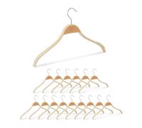 Relaxdays Grucce Appendiabiti, Set 16 Appendini Gommati Antiscivolo, L: 42cm, Stampella Appendi Abiti in Legno, Naturale