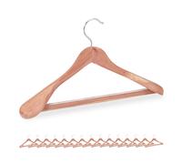 Relaxdays Grucce Appendiabiti, Set da 16 Appendini con Protezione Antitarme, Barra Appendi Pantaloni, Legno, Naturale, Ferro