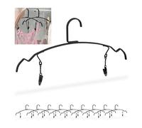 Relaxdays Set da 10 Grucce, Stampelle con 2 Clip per Lingerie, Appendini per Indumenti Intimi Femminili, L: 33 cm, Nero