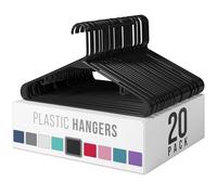 Grucce appendiabiti in plastica, confezione da 20, colore nero, resistenti, appendiabiti leggeri e salvaspazio