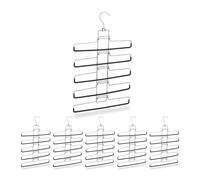 Relaxdays 6X Grucce Multiple, per Pantaloni, Salvaspazio, Antiscivolo, 5 Supporti per Stampella HLP: 52 x 33,5 x 2 cm, Argento