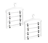 Relaxdays Grucce Appendiabiti Multiple, Set 2 Stampelle Appendi Abiti con 4 Appendini per Pantaloni, in Ferro e Legno