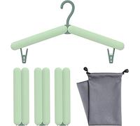 Grucce Attaccapanni per Vestiti Foldable Travel Hangers with Storage Bag, Portable Lightweight And Durable Collapsible Hanger with Clips for Clothes And Socks 4-Pack