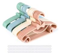 Grucce Bambini, Set di 40 Grucce in Plastica per Bambini, Grucce Neonato con 3 Cinghie in Plastica per Appenderle, Antiscivolo, Ultra Sottili, Appendiabiti per bambini, Colorate