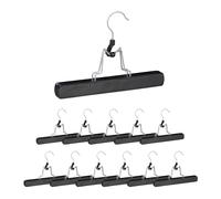 Relaxdays Grucce in Legno con Morsetto, 12 Stampelle, Gancio Girevole a 360° Rivestimento in Feltro, 17x25x2,3 cm, Nero