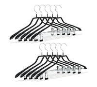 Relaxdays Grucce con Pinze, Set da 30, Stampelle Completi, Gommate in Metallo, Antiscivolo, Salvaspazio, 42 cm, Nero