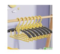 Grucce in plastica for bambini, confezione da 10, grucce for neonati, senza segni, senza spalle, antiscivolo, stendibiancheria retrattile.(Geel,Bears)